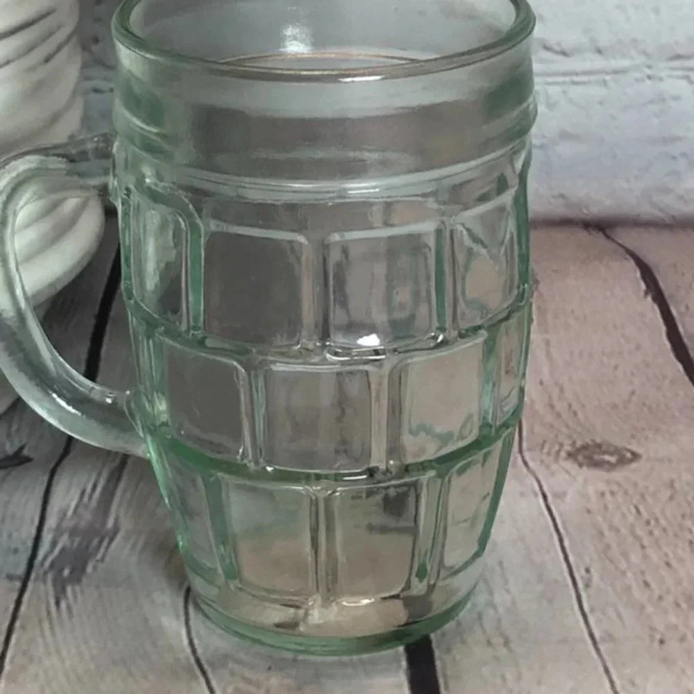 vintage barrel short green glass mug - Picture 3 of 8